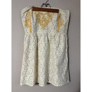 Flying Tomato Women's L Strapless Lace Tiered Mini Dress Vintage Coquette